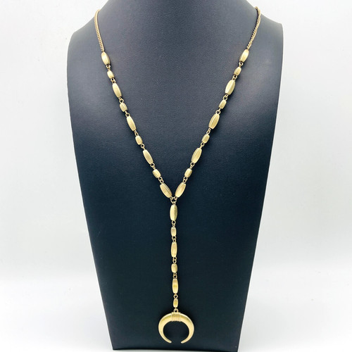 VETEMENTS Collana goccia Y tono oro perline opache ciondolo corna mezzaluna