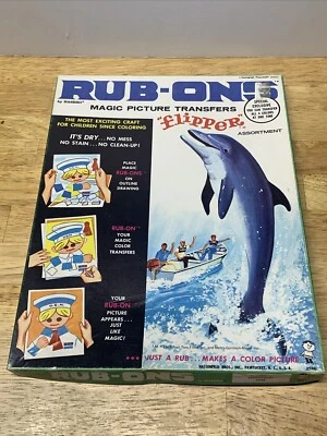 Vintage 1965 Hasbro Flipper Rub-Ons Magic Picture Transfers Rare Color Used - Image 1 of 4