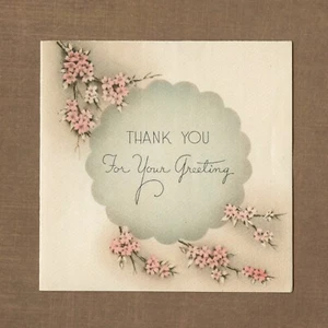 Unused Vintage 1930s Hallmark THANK YOU FOR YOUR GREETING Mini Greeting Card - Picture 1 of 6