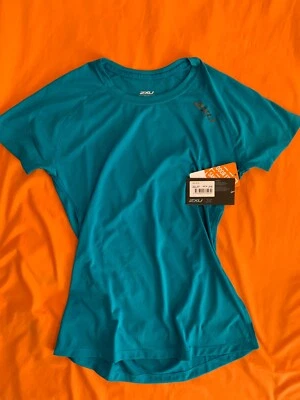 2XU новый с Ярлыками короткий рукав женская спортивная футболка размер XS в бирюзовый зеленый Австралия - Изображение 1 из 4