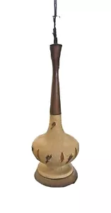 Lampada vintage metà secolo danese moderna CERAMICA e legno artigianale LAMPADE GENIO RARA - Foto 1 di 11