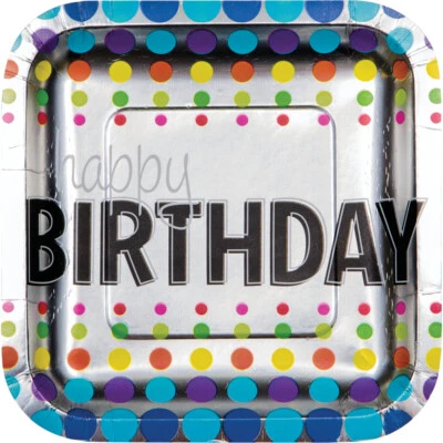 Birthday Plates Happy Birthday Dessert Plates Polka Dot 8ct Birthday Pop - Image 1 of 2