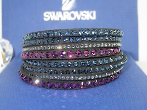 GENUINE Swan Signed SWAROVSKI "Slake" Blue & Pink Crystal Bracelet - #5297364