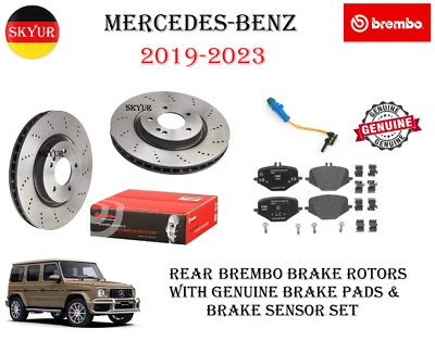 Rear Brake Disc Rotors With Brake Pads & Sensor For 2019-2023 Mercedes-Benz G63 - Image 1 of 4