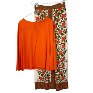 Vintage Miss Shaheen California Hawaii Floral Shirt Skirt Outfit Size 12 - Picture 1 of 12