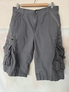 Request Jeans Cargo Shorts Y2k Size 34 Gray 100% Cotton 13” Inseam - Picture 1 of 9