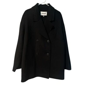 Jason Wu Coat Black Double Breasted Wool Peacoat Outerwear Oversized Small NEW - Picture 1 of 6