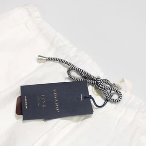 Vigano NWT Dress / Casual Pants Size 40 US Solid White 100% Linen Drawstring - Picture 1 of 14