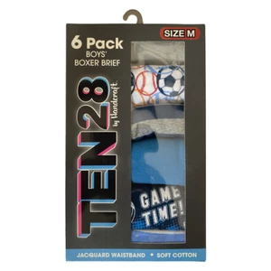 Big Ten28 Boys' Cotton 7 6-Pack Boxer Briefs,, Sports, Size Medium Baseball - Picture 1 of 3