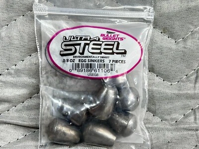 6 paquetes Bullet Weights Ultra Steel Huevo Sinkers 3/8 oz 7 por paquete Foto 1 de 2