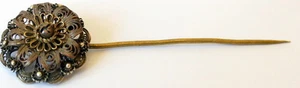 MAGNIFICENT ANTIQUE 1800s.GOLD PLATED AND SILVER PLATED FILIGREE JEWELRY PIN#46A - Picture 1 of 7