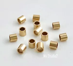 100 Stck. 2mm x 2mm 14k Gold gefüllt CRIMP BEAD Rohr Spacer gelb glänzend F06g - Bild 1 von 3