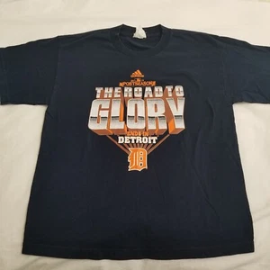 Youth Adidas Detroit Tigers T-Shirt Size XL Navy Blue 2011 Road Glory Baseball - Picture 1 of 4