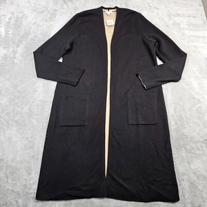 J Jill Cardigan Womens Small Black Open Front Long Line Duster Minimalist NEW - Picture 1 of 9