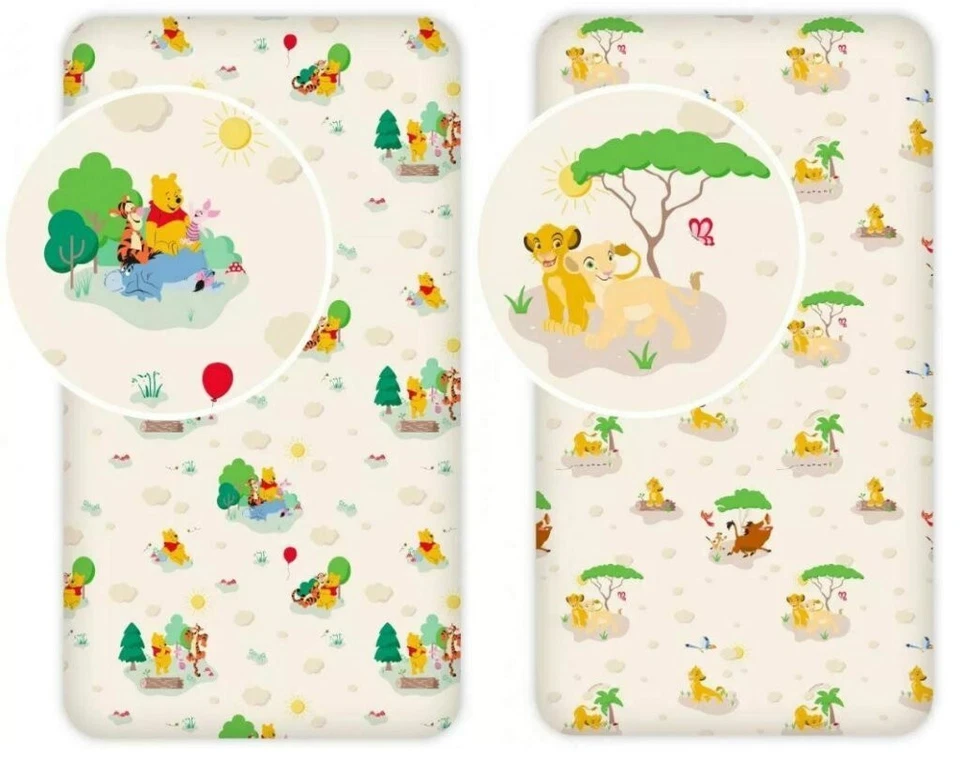 Winnie Puuh / König der Löwen Spannbettlaken Spannbetttuch Bettlaken 90x200cm - Bild 1 von 1