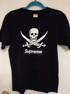 Supreme X Neighborhood Box Logo Pirate Skull Flag Rebel Without A Pause Tee In L - Picture 1 of 10