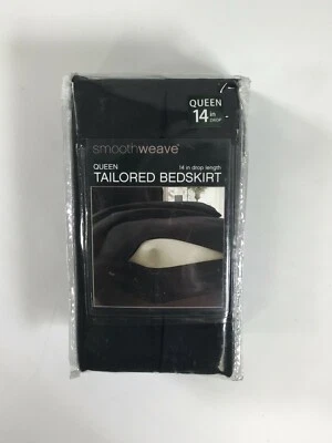 "Falda de cama a medida Smoothweave negra Queen 14"" ¡NUEVA! Foto 1 de 3