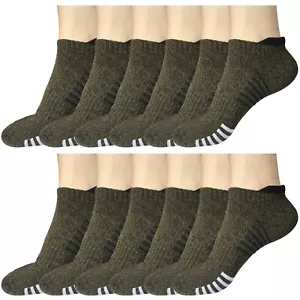 12Pair Mens Low Cut Ankle Breathable Cotton Cushion Athletic Running Sport Socks - Picture 1 of 15