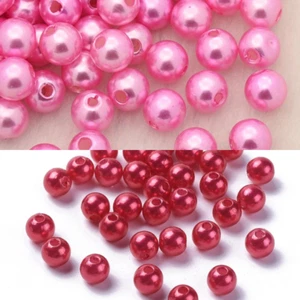 100 Psc Imitation Pearl Acrylic Beads 6mm Jewellery Making Round Beads - Picture 1 of 4