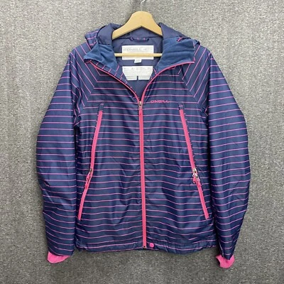 Abrigo chaqueta de esquí aislante a rayas cremallera completa O’NEILL para mujer pequeño azul rosa Foto 1 de 4