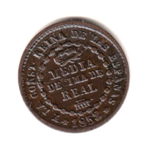 ESPAÑA 1/2 decima de real 1852 Segovia - Reina Isabel II - Picture 1 of 2