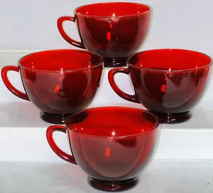 4 Hocking ROYAL RUBY RED FOOTED PUNCH CUPS - Picture 1 of 2