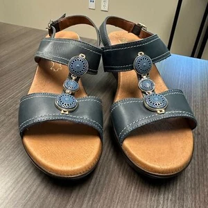 Flexi bequeme/edle Damen-Ledersandalen in türkisfarbener Farbe Größe 9 - Bild 1 von 15