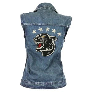 Black Panther & Star Patches 8"| Embroidered Spirit Animal Designer Jacket Patch - Picture 1 of 5
