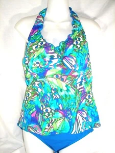 Contour by Beach Scene Swimsuit Sz 10 Women's Turquoise Halter One Piece - Picture 1 of 6