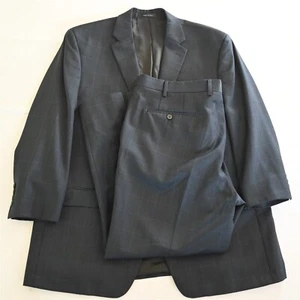 Lauren Ralph Lauren 46R 40x29 Blue Windowpane 100% Wool Mens Jacket Pants Suit - Picture 1 of 12