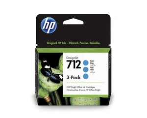 HP 712 3ED77A 3-pak cyjan 29-ml Oryginalny wkład atramentowy HP z oryginalnym atramentem HP, f - Zdjęcie 1 z 3
