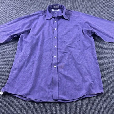 Camisa Geoffrey Beene Para Hombres 16 1/2 - 34/35 Púrpura Manga Larga Bolsillo con Botones Foto 1 de 4
