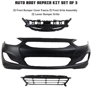 Front Bumper Cover Fascia & Grille Assembly Kit For 2012-2014 Hyundai Accent - Picture 1 of 11