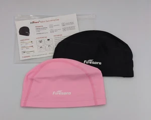 Firesara Swim Cap 2-Pack OSFM Pink & Black, Quick-Dry Elastic Fabric, New - Picture 1 of 4