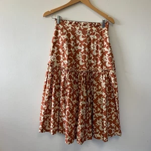 WYSE London Geometric Print Midi Skirt Orange Size 1/UK 8 - Picture 1 of 4