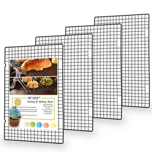 Rastrelliera di raffreddamento a filo resistente: biscotti freddi, torte e pane, 16"x10", confezione da 4 - Foto 1 di 8