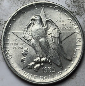1935 Texas 50c Commemorative Half Dollar. Attractive Uncirculated Example! - Picture 1 of 2
