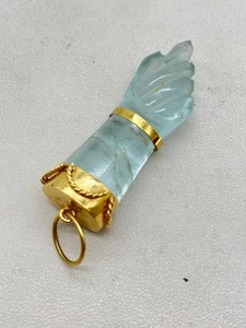 Aquamarine Crystal 18k Accent Pendant - 12g - Picture 1 of 7