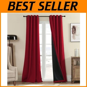 Red 100% Blackout Curtains, 84 Inches Long, 2 Panels - Picture 1 of 9