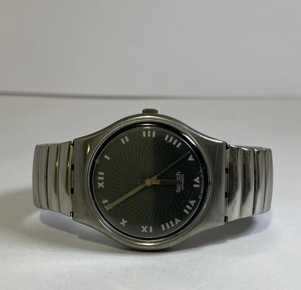Vintage 1993 Swatch Irony Quartz Watch - Grey Dial Swirl Detail - Swiss Made - image 1 of 4