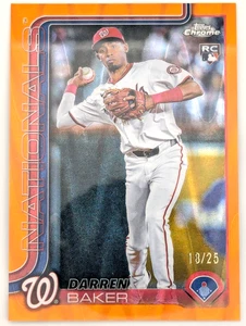 2025 Topps Chrome DARREN BAKER #231 rifrattore RayWave arancione /25 (RC) - Foto 1 di 2