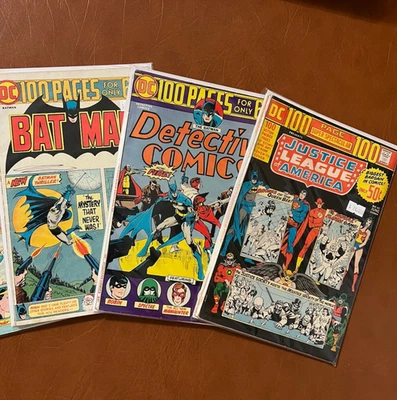 Bronze Age DC Comics 100 Page Comic Lot of 3: VG to FN, 1970's $8 Ship - Image 1 of 4