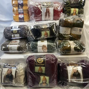 20 Skeins Lion Brand Yarn & Loops & Thread Varioue Types and Colors - Picture 1 of 10