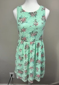 Rue 21 Floral Lace Mini Dress L Cottagecore Bloomcore Grandmacore Fairy 50s - Picture 1 of 9