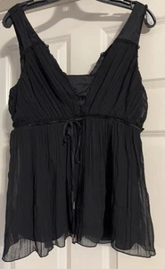 White House Black Market Boho Empire Taille Gr. L Akkordeonfalte V-Ausschnitt - Bild 1 von 11