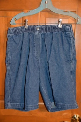 Bermudas de mezclilla azules Woman Within con cintura elástica - Talla 16 Petite Foto 1 de 3