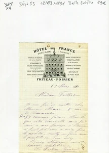 Dépt 53 - Pontmain - Belle Entête de l'Hotel de France du 02/03/1891 - Bild 1 von 1