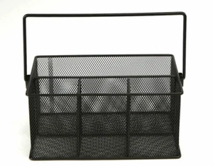 4-Compartment Mesh Utensil Holder, Storage Basket, Organizer. Black. New W/ tags - Picture 1 of 2