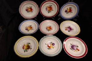 ANTIQUE C. T CARL TIELSCH ALTWASSER GERMANY VARIOUS FRUITS 9 FRUIT DESSERT BOWLS - Picture 1 of 11