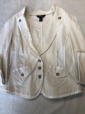 white house black market jacket Ivory Long Sleeves Pockets Corduroy Sz 14 - Image 1 of 4